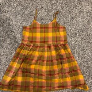 Madewell Yellow Olive Plaid Midi Dress